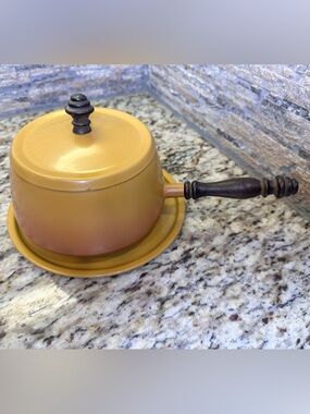 MCM Yellow Enamel Fondue Pot
